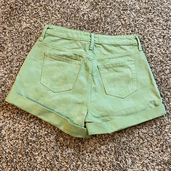 NWOT green faded checkered pattern Jean shorts - Picture 2 of 5